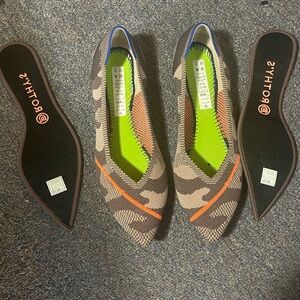RETIRED…Rothy's Women's Camouflage Flats with Orange Accents
